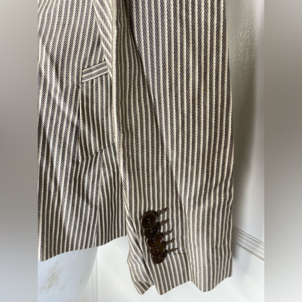 Zara Basic Beige Striped Blazer - image 3